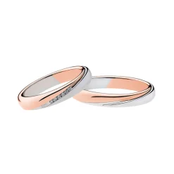Online Coppia Fedi Nuziali Polello in Oro Bianco e Rosa Intrecciato con 5 Diamanti Fedi Nuziali