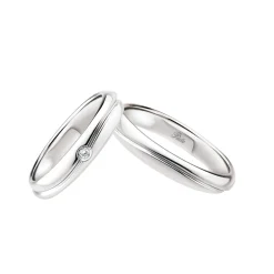 Discount Coppia Fedi Nuziali Polello in Oro Bianco Infinito con Diamante Fedi Nuziali