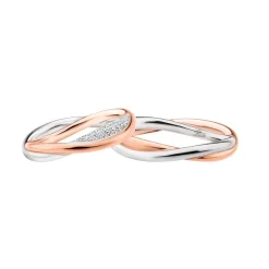Online Coppia Fedi Nuziali Polello in Oro Bianco e Rosa con Diamanti Fedi Nuziali