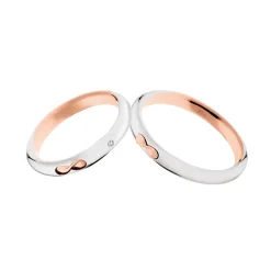 Outlet Coppia Fedi Nuziali Polello in Oro Bianco e Rosa con Diamante e Simbolo Infinito Fedi Nuziali