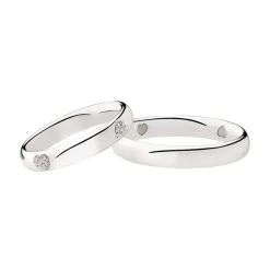 Best Coppia Fedi Nuziali Polello in Oro Bianco Collezione Cuori con Diamanti Fedi Nuziali