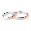 Fashion Coppia Fedi Polello Nuziali Regalo di Cuore in Oro Bianco e Rosa con Diamante Fedi Nuziali