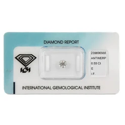 Fashion Diamante da Investimento in Blister con Certificato IGI Taglio Brillante Carati 0,55 E IF Diamanti