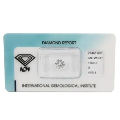 Discount Diamante da Investimento in Blister con Certificato IGI Taglio Brillante Carati 1,03 D VVS 1 Diamanti