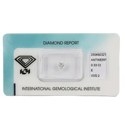 Clearance Diamante da Investimento in Blister con Certificato IGI Taglio Brillante Carati 0,33 E VVS 2 Diamanti
