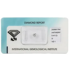 Clearance Diamante da Investimento in Blister con Certificato IGI Taglio Brillante Carati 0,41 D VS 1 Diamanti