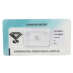 Outlet Diamante da Investimento in Blister con Certificato IGI Taglio Brillante Carati 0,70 H SI 1 Diamanti