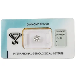 Fashion Diamante da Investimento in Blister con Certificato IGI Taglio Brillante Carati 1,14 H IF Diamanti