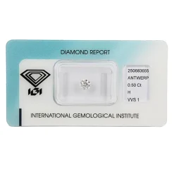 Outlet Diamante da Investimento in Blister con Certificato IGI Taglio Brillante Carati 0,50 H VVS 1 Diamanti
