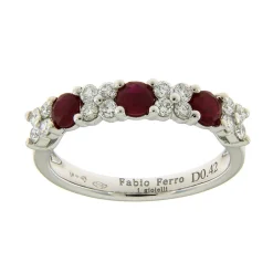 New Fedina in Oro Bianco con Diamanti e Rubini 0,69 Carati Anelli