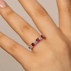 New Fedina in Oro Bianco con Diamanti e Rubini 0,69 Carati Anelli