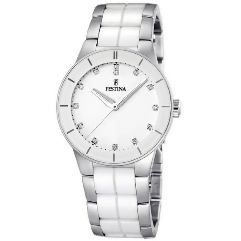 Best Festina Ceramic Donna Bianco Tondo Con Strass Donna Orologi Festina Donna