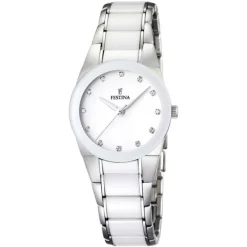 Discount Festina Ceramic Donna Bianco Tondo Piccolo Con Strass Donna Orologi Festina Donna