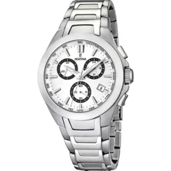 Hot Festina Chrono Sport Uomo In Acciaio Con Quadrante Silver e Nero Uomo Orologi Festina Uomo