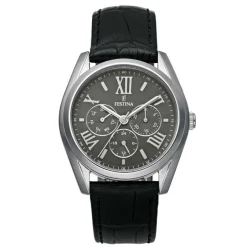 Discount Festina Multifunzione Unisex In Acciaio Con Cinturino In Pelle Nero Donna Orologi Festina Donna | Orologi Festina Uomo