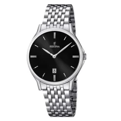 Sale Festina Uomo Classic In Acciaio Con Quadrante Nero Uomo Orologi Festina Uomo