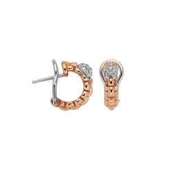 Fashion Fope Eka Collection Earrings in White and Rose Gold with Diamond Pave Gioielli Fope