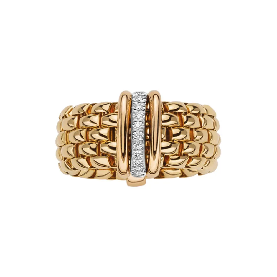 Online Fope Flex It Ring Panorama Collection in White and Yellow Gold with Diamonds Gioielli Fope
