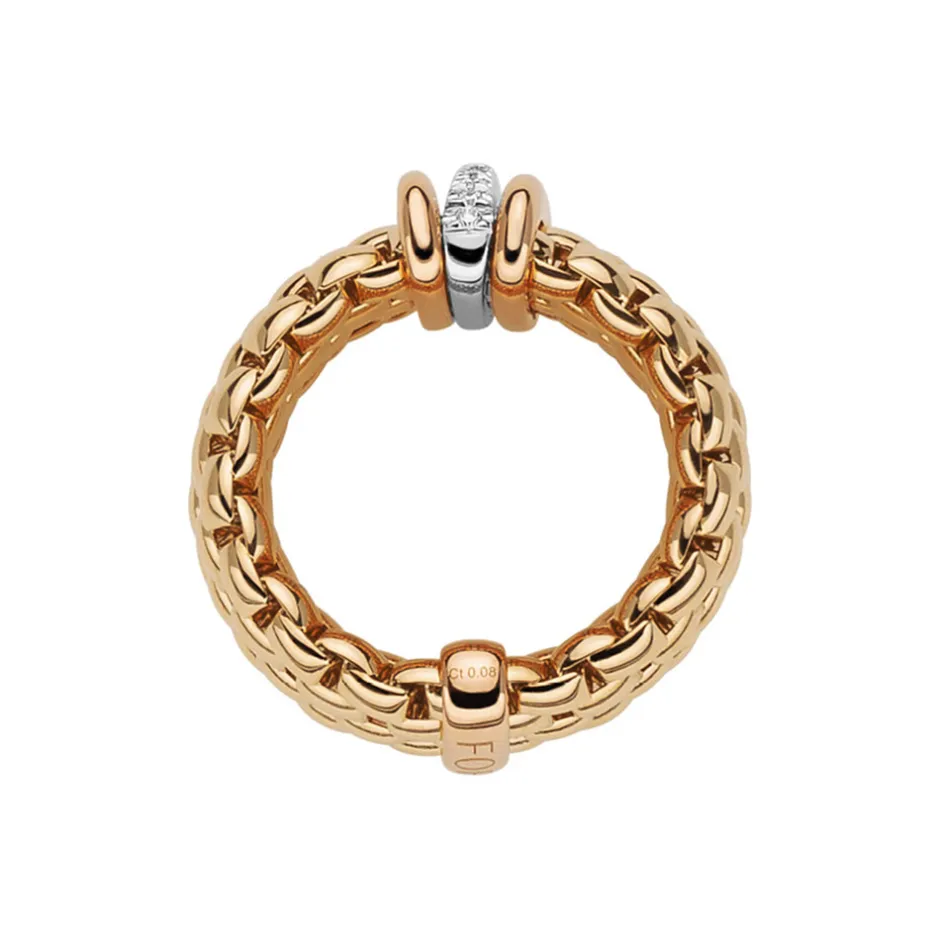 Online Fope Flex It Ring Panorama Collection in White and Yellow Gold with Diamonds Gioielli Fope