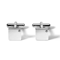 Outlet Gemelli Uomo Comete Gioielli UGL 102 In Acciaio a Specchio MM. 11×11 Con Diamanti Neri Uomo Gioielli Comete Uomo