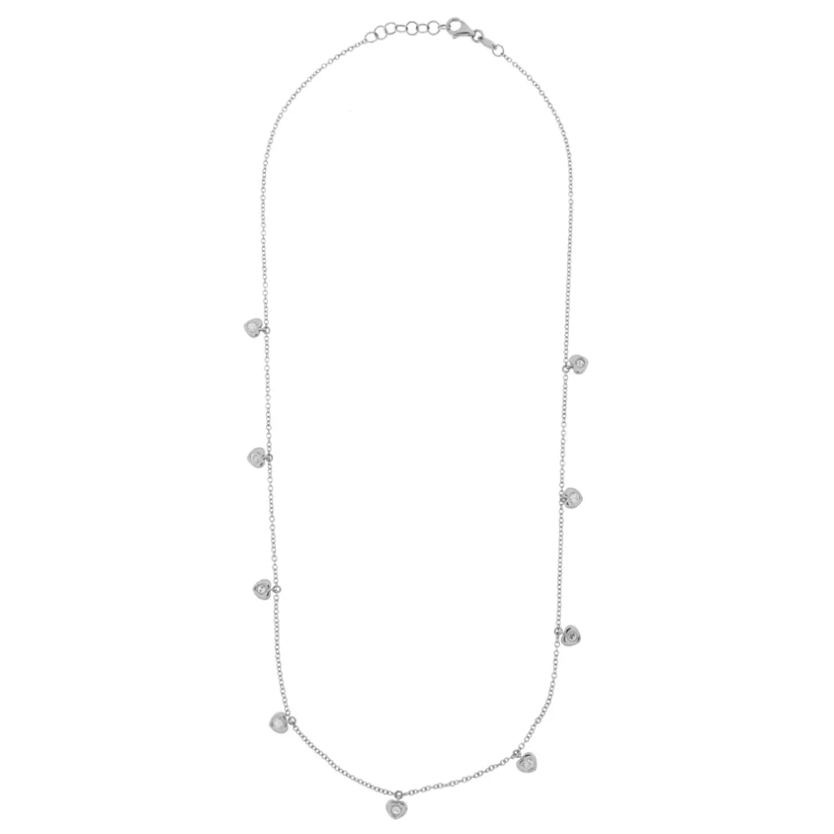 New Girocollo Stile Tiffany Cuori con Diamanti in Oro Bianco Collane