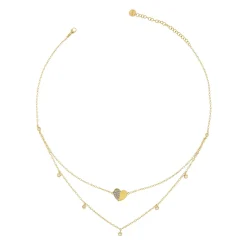 Sale Girocollo Rue des Mille Cuore Doppio Filo con Zirconi Giallo Gioielli Rue Des Mille