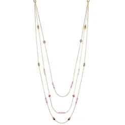 Clearance Girocollo Rue des Mille Lungo 3 Fili Pepite e Pietre Rosa Gioielli Rue Des Mille