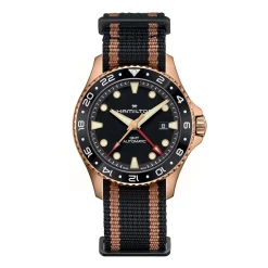 Fashion Hamilton Khaki Navy Scuba GMT Bronzo 43mm H82565930 Uomo Orologi Hamilton Uomo