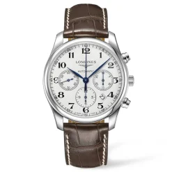 New Longines Master Collection Automatic Silver Leather Watch Brown 42 mm Uomo Orologi Longines Uomo