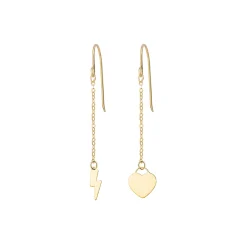 Clearance Orecchini Amen in Oro 9 Carati Fulmine e Cuore Outlet Gioielli