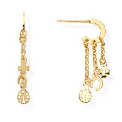 Clearance Orecchini Amen Pendenti Portafortuna in Argento Placcato Oro Giallo Gioielli Amen | Outlet Gioielli