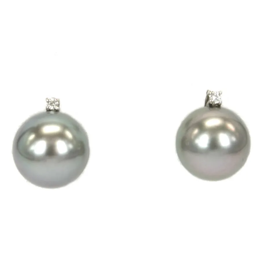 Discount Orecchini Bliss con Perle Grigie e Diamanti Gioielli Con Perle