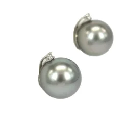 Discount Orecchini Bliss con Perle Grigie e Diamanti Gioielli Con Perle