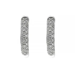 Fashion Orecchini Cerchio Modello Arpa in Oro Bianco con Diamanti Orecchini