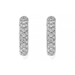 New Orecchini Cerchio Modello Mini in Oro Bianco con Diamanti Orecchini