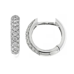 New Orecchini Cerchio Modello Mini in Oro Bianco con Diamanti Orecchini