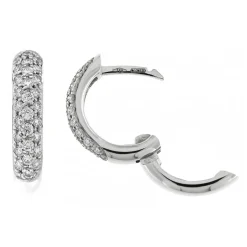 New Orecchini Cerchio Modello Mini in Oro Bianco con Diamanti Orecchini
