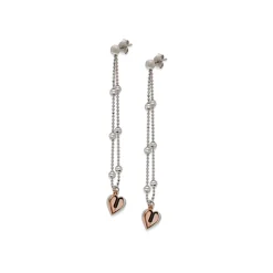 Sale Orecchini Desmos Cuori Doppi Pendenti in Argento Placcato Rosa Gioielli Desmos