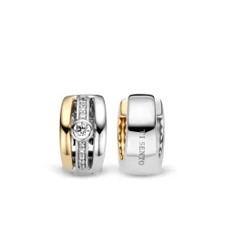 Hot Orecchini Donna In Argento 925 Bicolore Placcato Giallo con Punto Luce e Zirconi Gioielli Ti Sento Milano