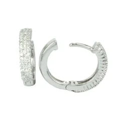 Clearance Orecchini Donna Oro Bianco Con Pave’ di Diamanti Taglio Brillante Orecchini