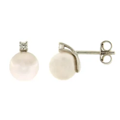 Clearance Orecchini con Perle di Acqua Dolce in Oro Bianco 8,5 mm Gioielli Con Perle