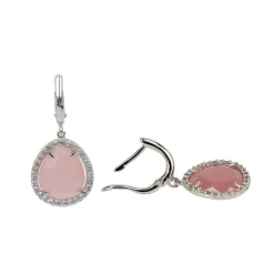 Hot Orecchini Fascino in Oro Bianco Quarzi Idrotermali Rosa e Zirconi Orecchini