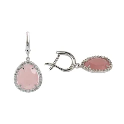 Hot Orecchini Fascino in Oro Bianco Quarzi Idrotermali Rosa e Zirconi Orecchini
