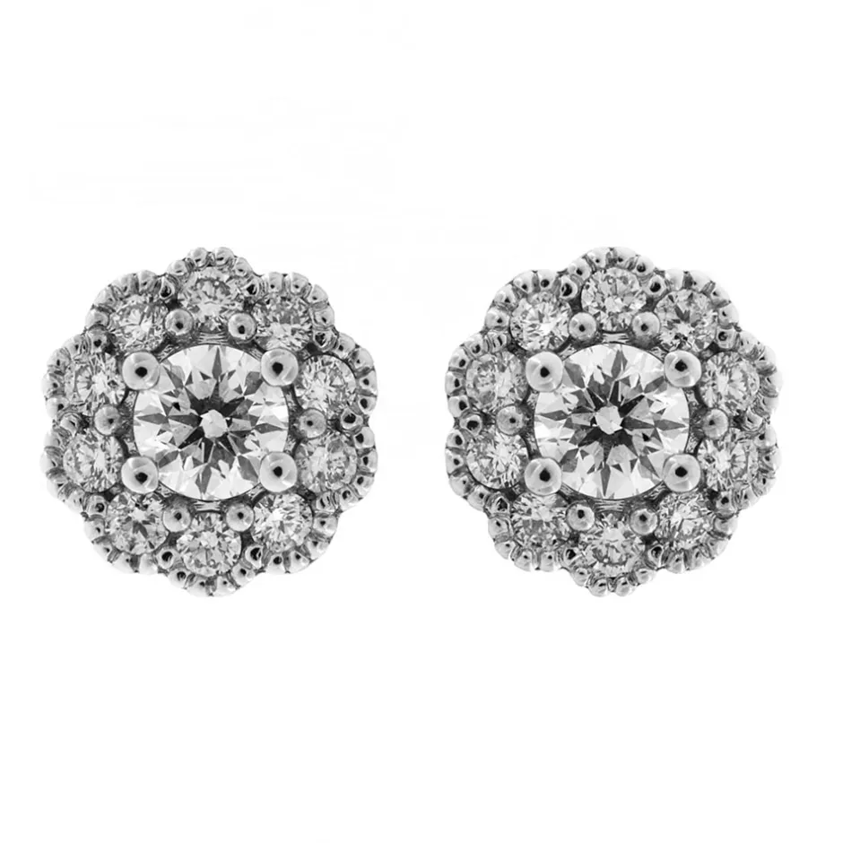 Clearance Orecchini Fiore Punto Luce in Oro Bianco e Diamanti 0,37 Carati Orecchini Punto Luce | Orecchini