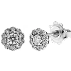 Clearance Orecchini Fiore Punto Luce in Oro Bianco e Diamanti 0,37 Carati Orecchini Punto Luce | Orecchini