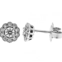Clearance Orecchini Fiore Punto Luce in Oro Bianco e Diamanti 0,37 Carati Orecchini Punto Luce | Orecchini