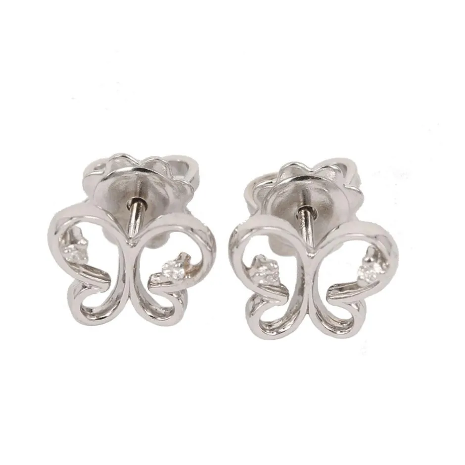 Clearance Orecchini In Oro Bianco a Forma di Farfalla Con Diamanti Orecchini