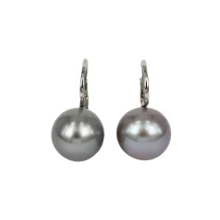 Online Orecchini in Oro Bianco con Perle Asiatiche Color Grigio Diametro 14 mm Le Mie Creazioni | Gioielli Con Perle