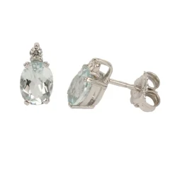 Discount Orecchini In Oro Bianco Acqua Marina e Diamanti Orecchini