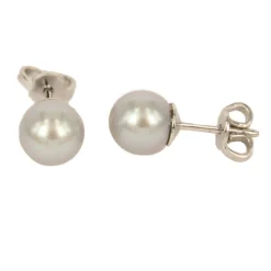 Best Orecchini in Oro Bianco con Perla Coltivata Grigia 7,50 mm. Gioielli Con Perle